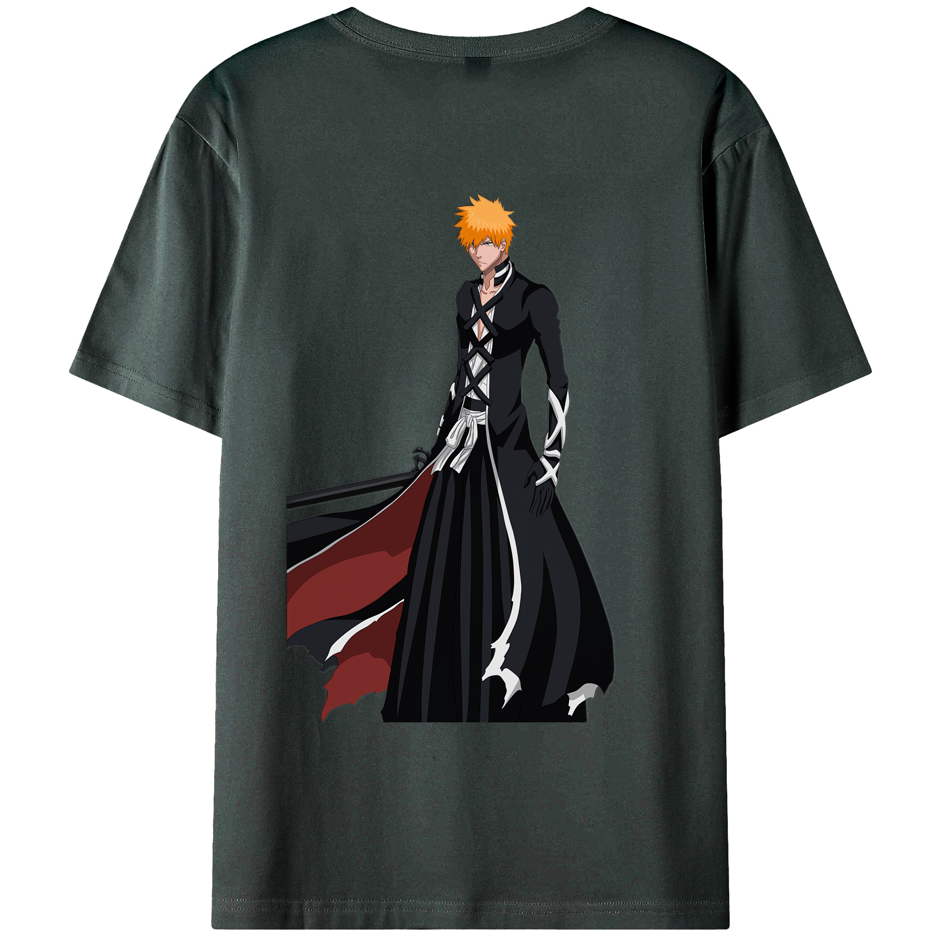 （画像用） ブリーチ 黒崎一護（くろさき いちご）BLEACH Kurosaki Ichigo 綿100％ メンズ半袖Tシャツ（バックプリント） 通気性